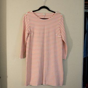 J. Crew Orange and Cream Stripe Shift Dress SZ M